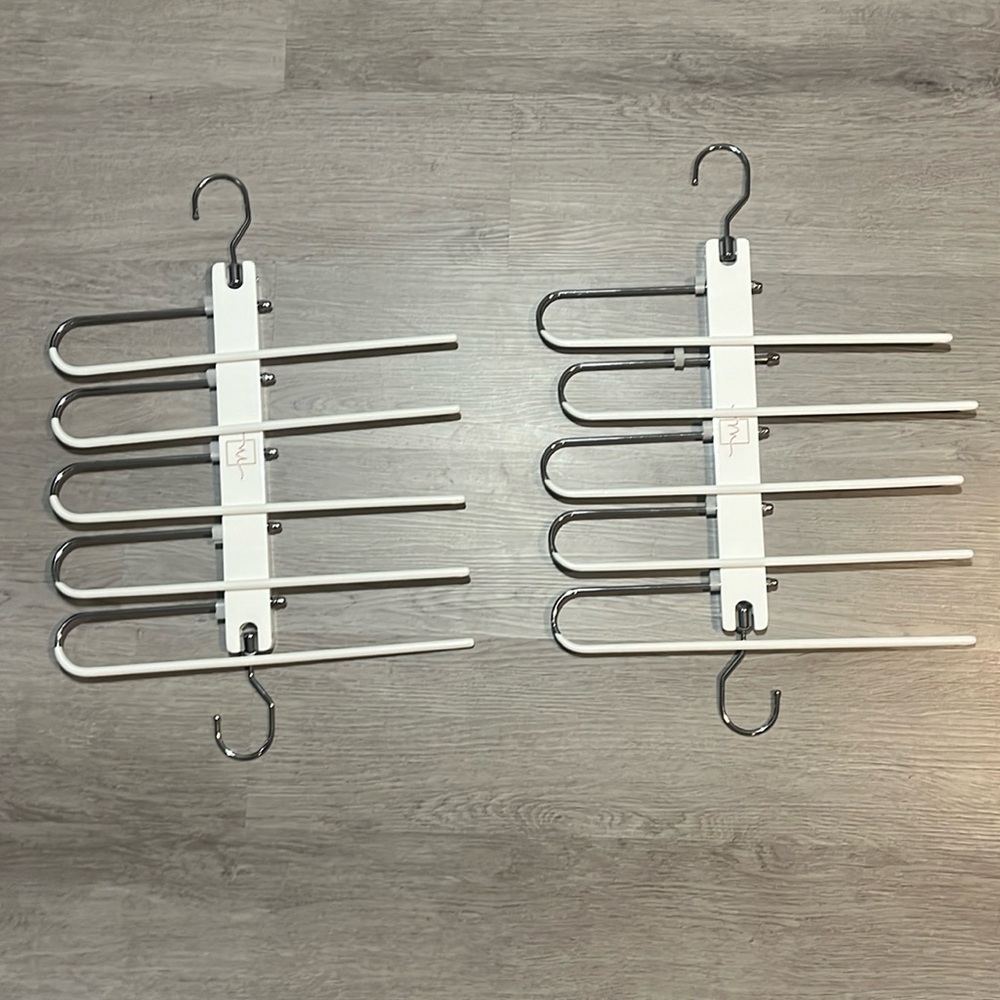 Dress pants organizer. Hang 5 pair of pants on one hook. Space saver! Set of 2.